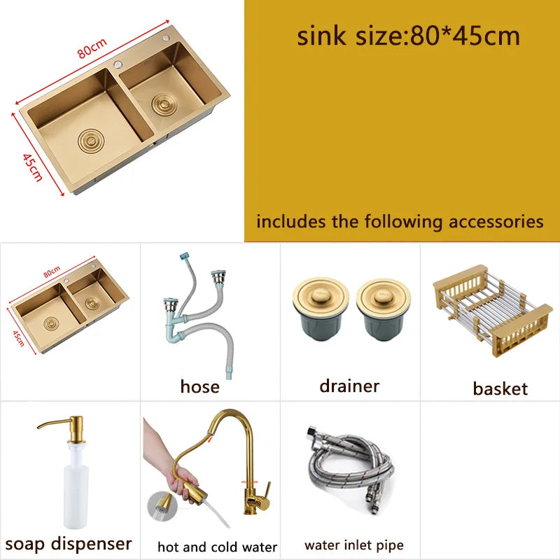 Gold Sink Above Counter Double Bowl Goldn Basket