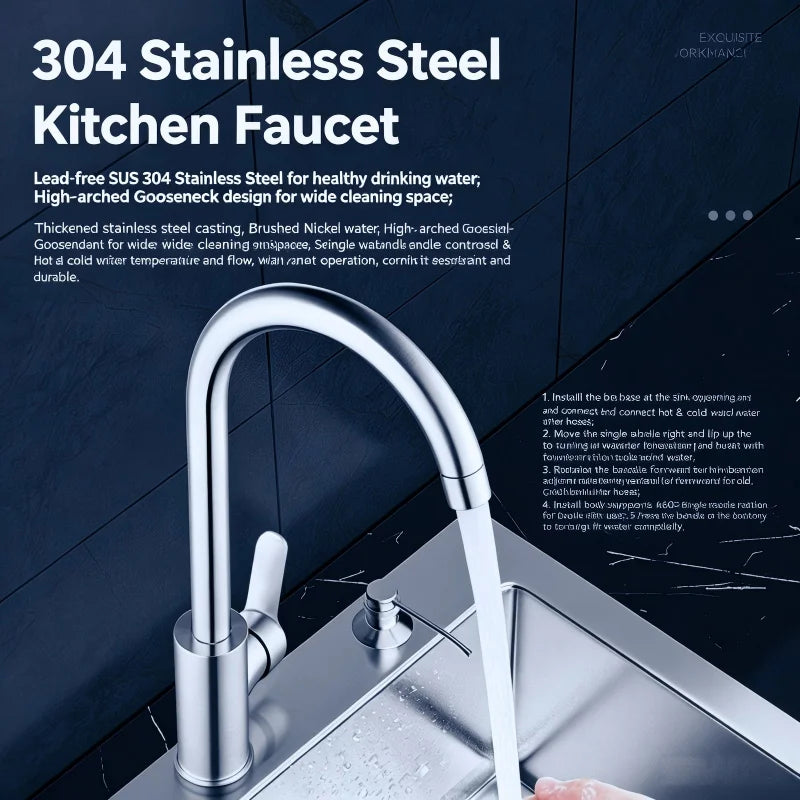 Punch-Free Black Nickel Bathroom Sink Faucet 360 Rotatable
