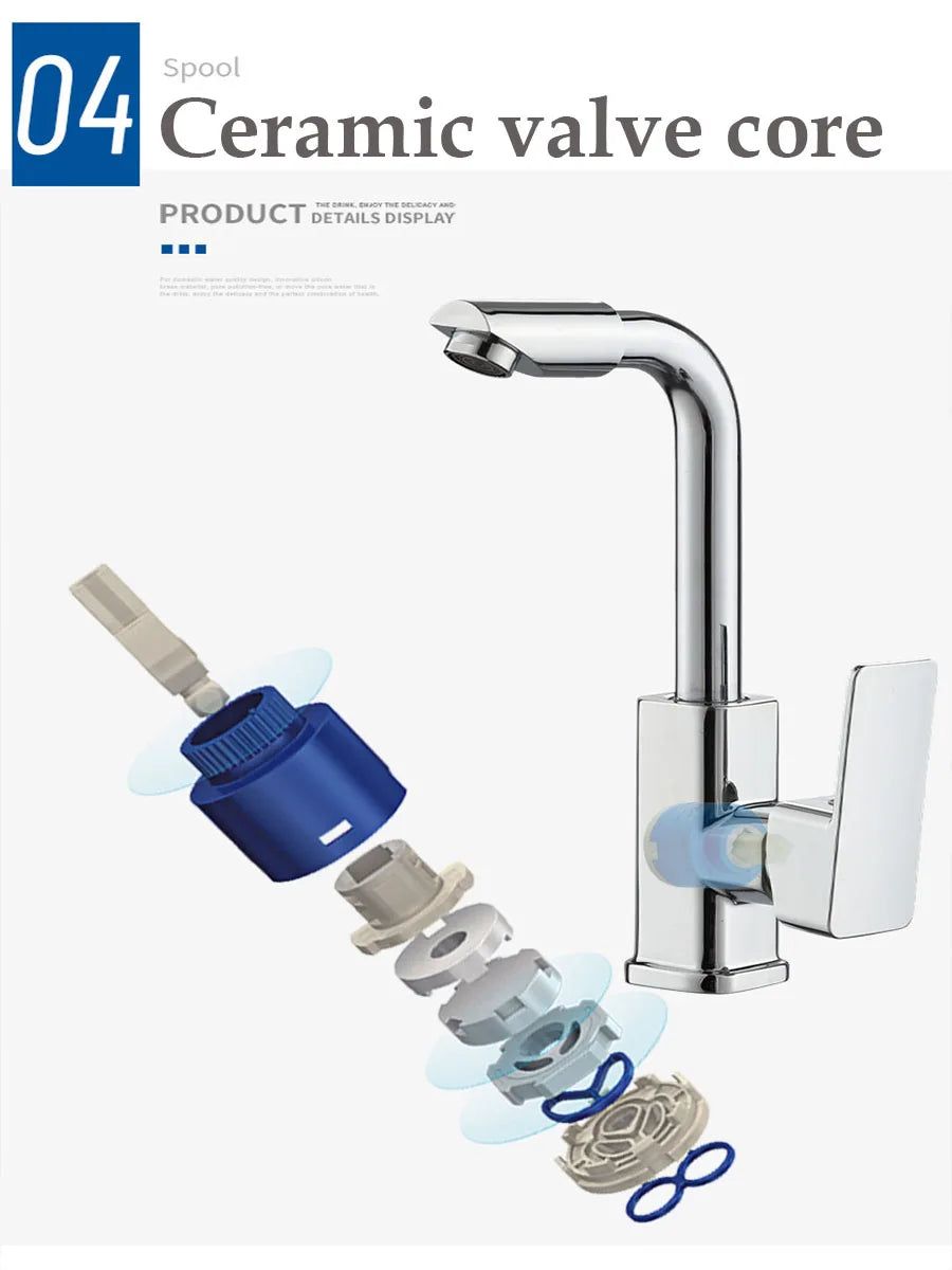 360 Rotation Bathroom Basin Faucet Silver Faucet Brass