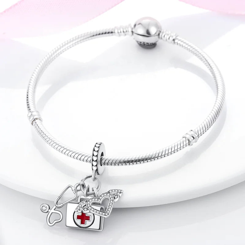 Original 925 Sterling Silver Medicine Cabinet Stethoscope Charms