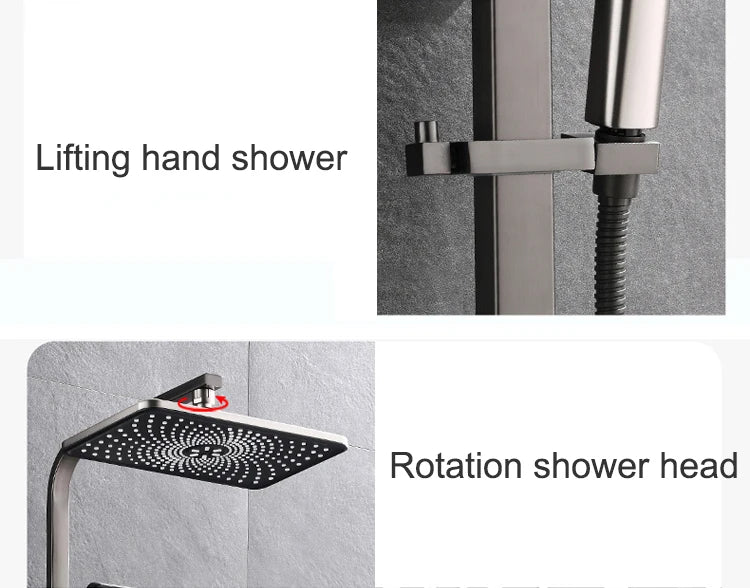 Piano Digital Display Thermostatic Bathroom Shower Cold Brass