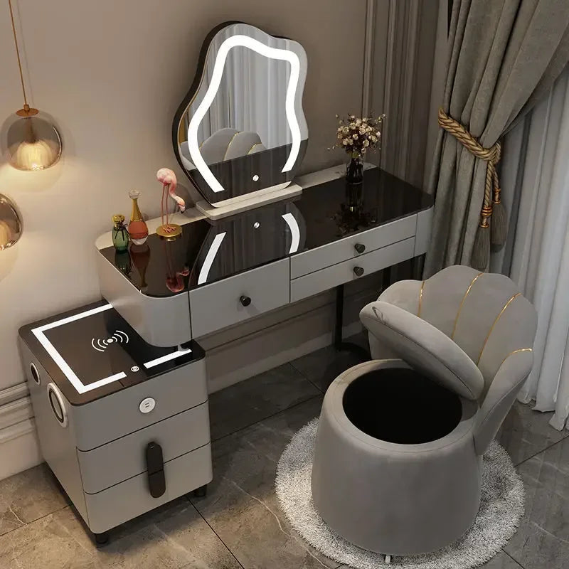 Nordic Glass Luxury Dressing Table Smart Wireless Charging
