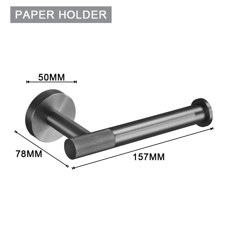 Grey Bathroom Hardware Kit Stainless Steel Round Wall