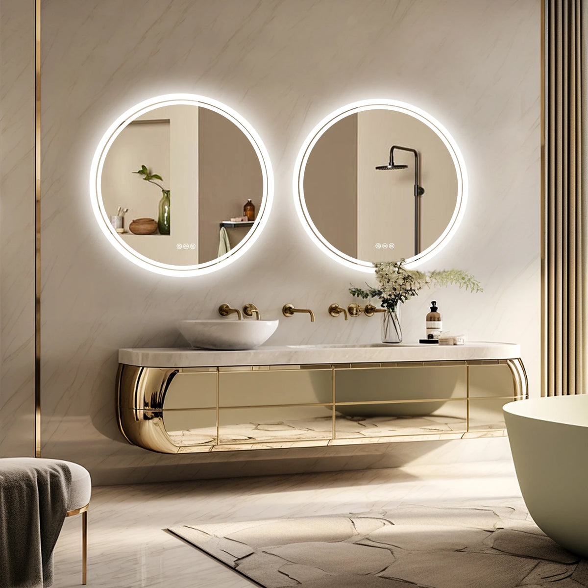Bathroom Mirror Led Lights Circle Backlit Illuminated Wall
