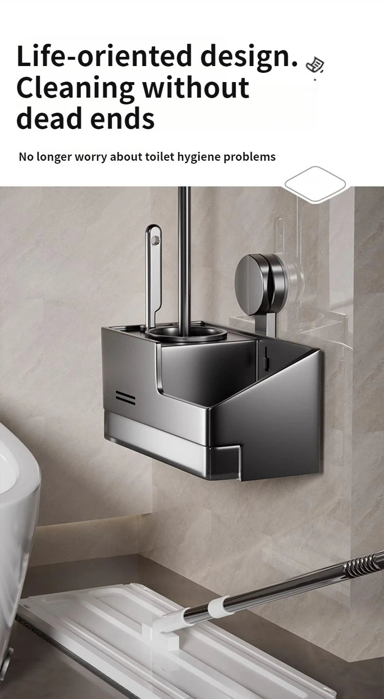Suction Cup Toilet Brush No Punching Wall Mounted