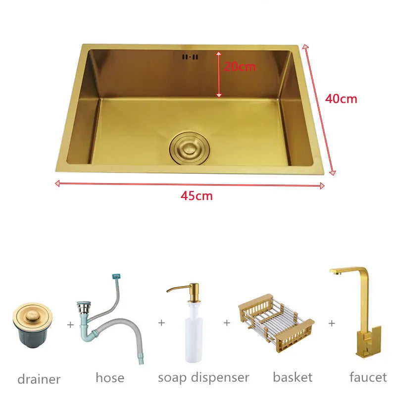 Gold Sink 304 Stainless Steel Sinks Above Counter