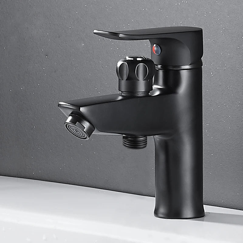 Brass Bathroom Basin Faucet Black Handle Tap Sink