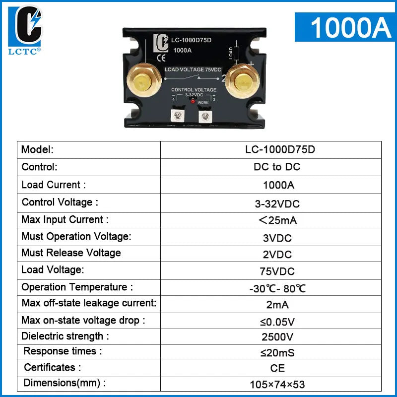 Lctc Dc Control Dc Solid State Relay 500a