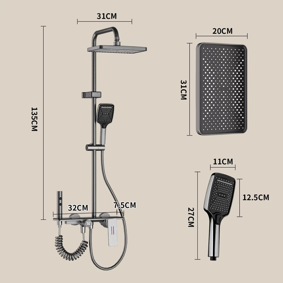 Bathroom Shower Faucet Complete Rain Shower Black Faucet