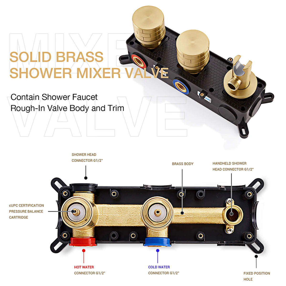 Luxury Brass Brushed Gold Wall Mounted Bathroom Faucet