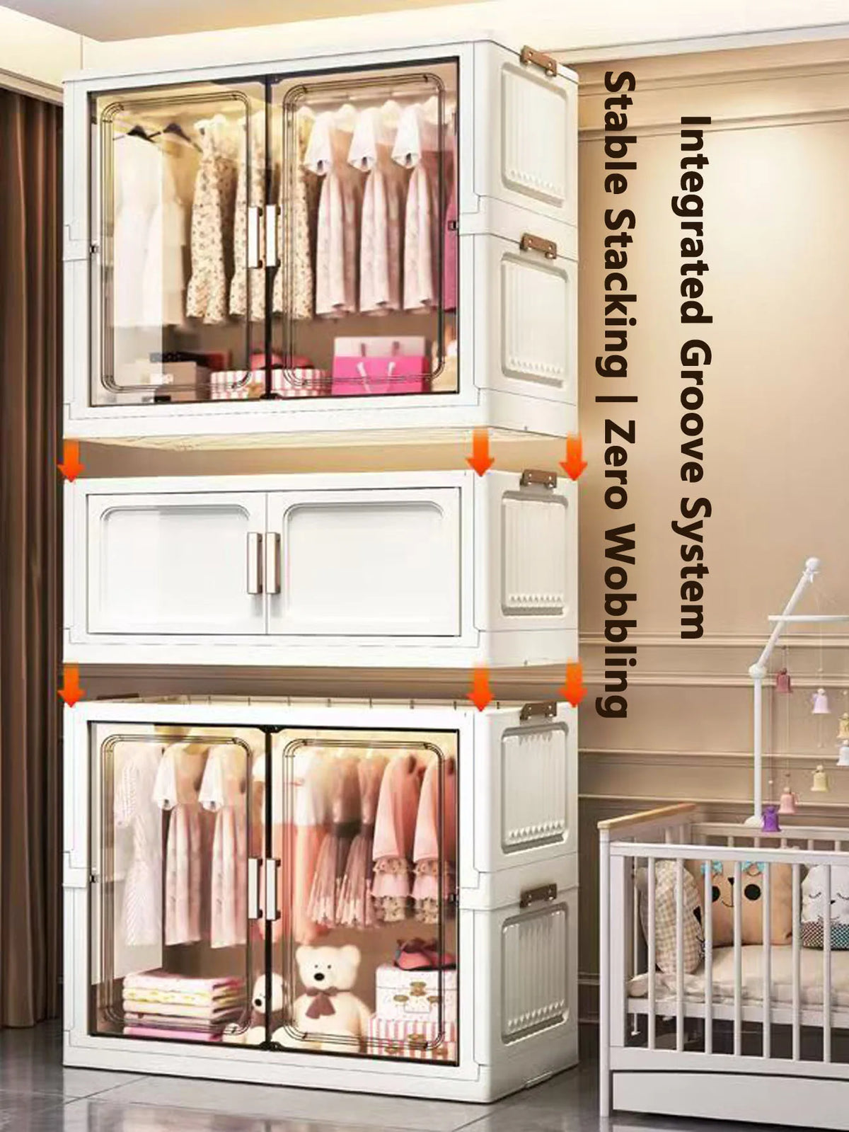 Multi-Functional Folding Storage Cabinet Doors White/Black/Gray