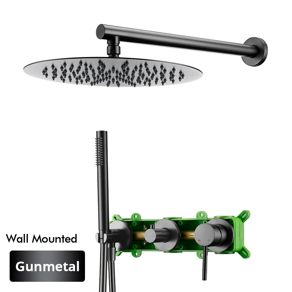Gunmetal Shower Faucet 8-16 Embed Box Wall Mounted