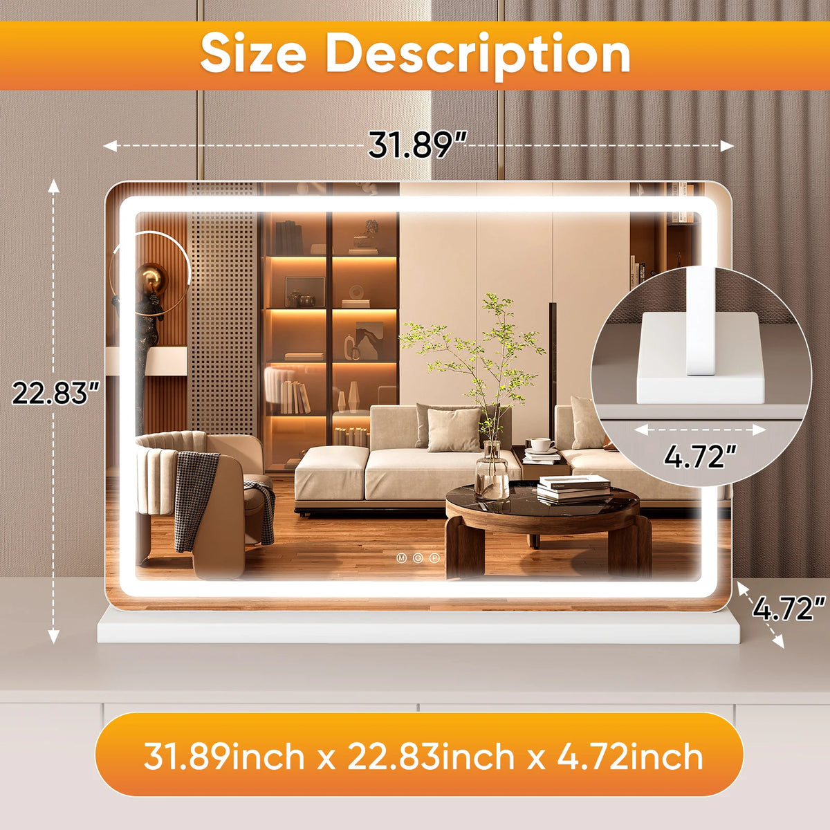 Mcq Rectangle Led Vanity Mirror Lights Usb Charging