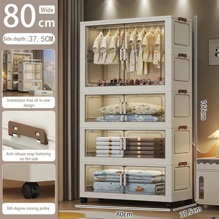 Multi-Functional Folding Storage Cabinet Doors White/Black/Gray