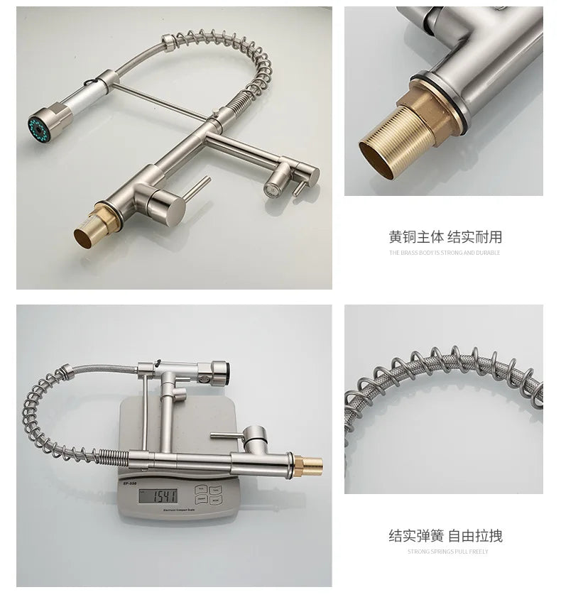 Gold Stainless Steel Faucet Cold Water Mixers Hole