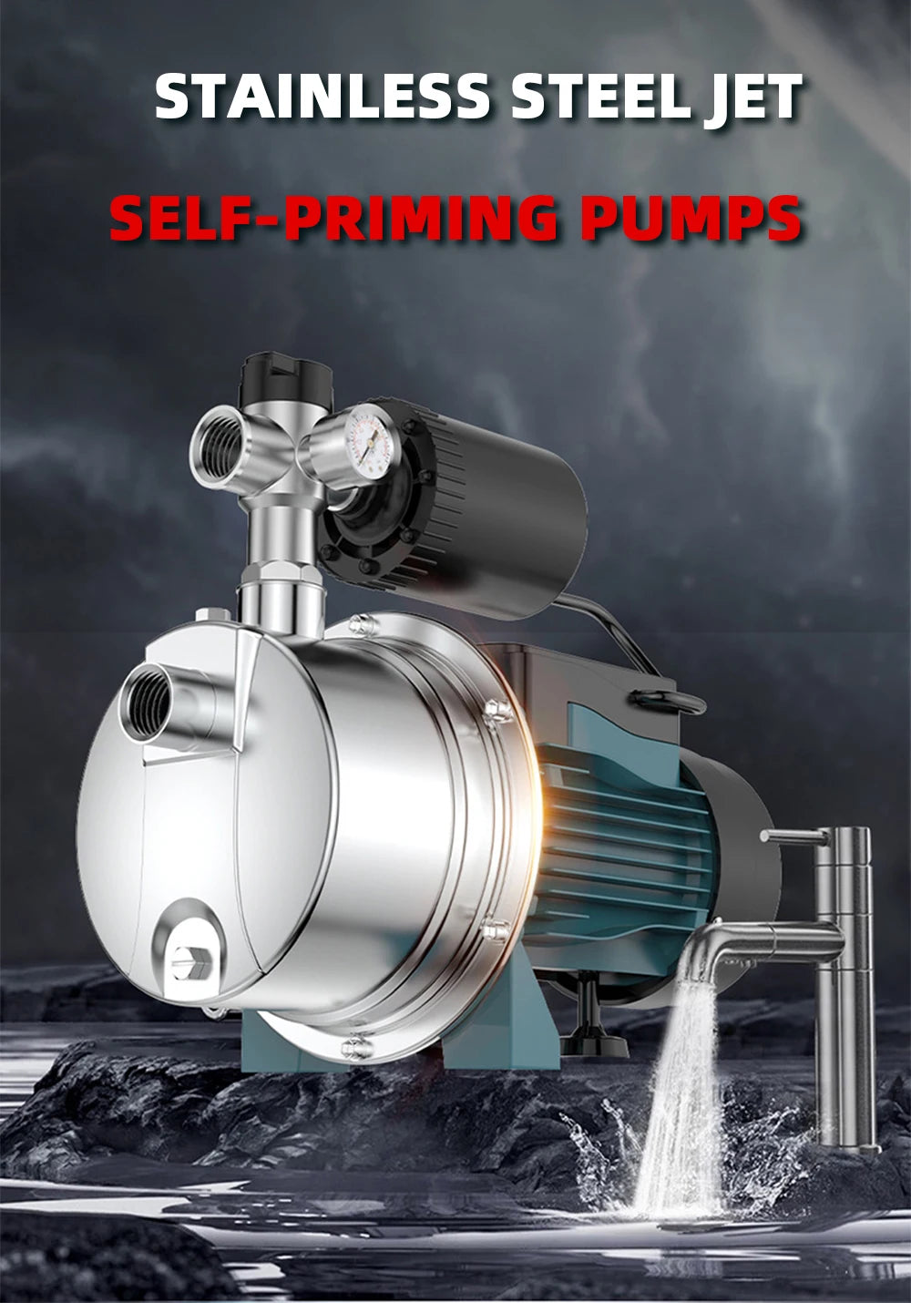 Electric Jet Pump Stainless Steel Self-Priming Pump Tap