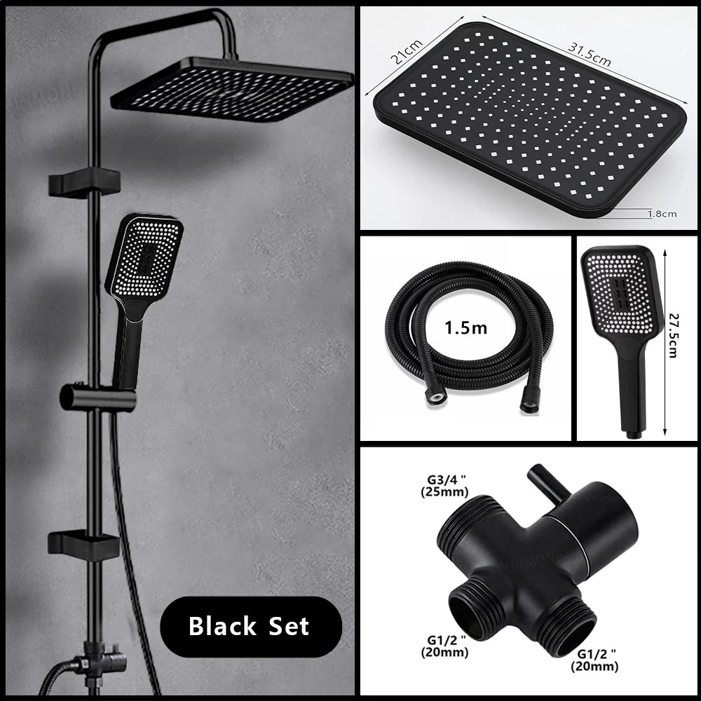 Black Silver Split Shower Column Bathroom Faucet Wall