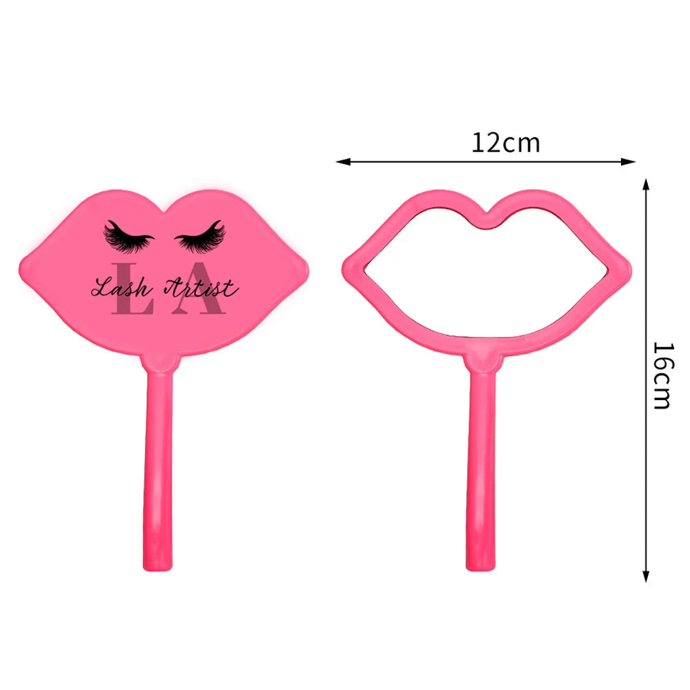 Pc Lip Shape Handheld Makeup Mirror Lash Tech