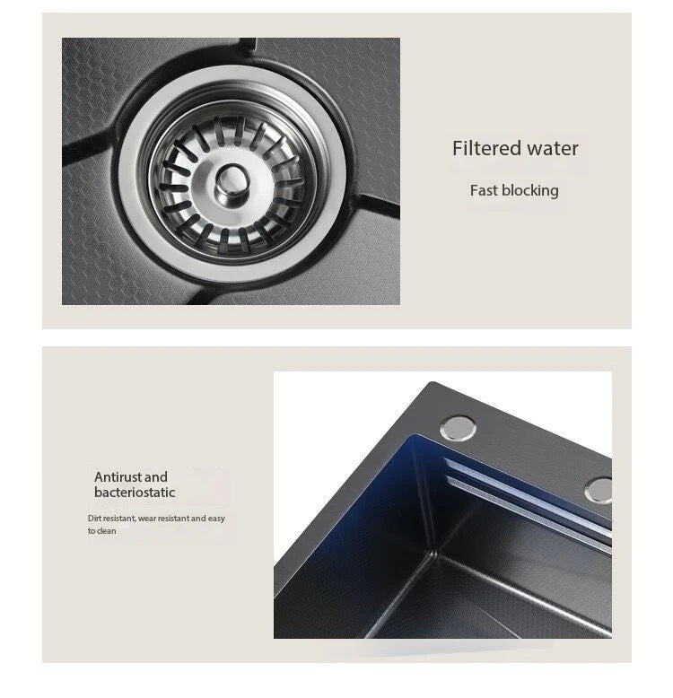 0mm Double Waterfall Sink Embossed Stainless Steel Sink