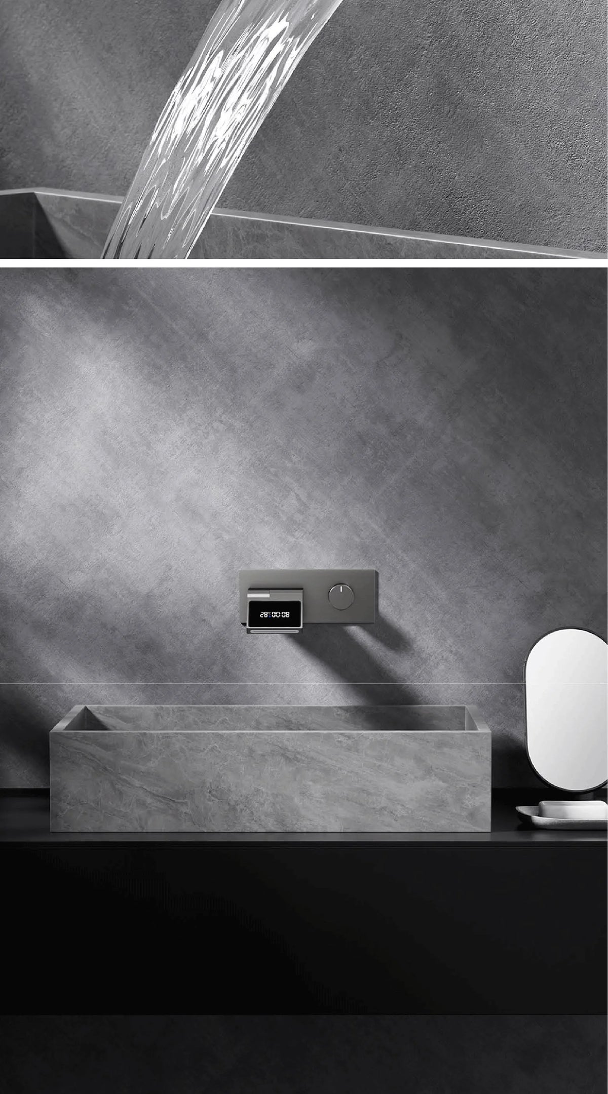 Luxury Gun Gray Brass Wall Mounted Bathroom Faucet