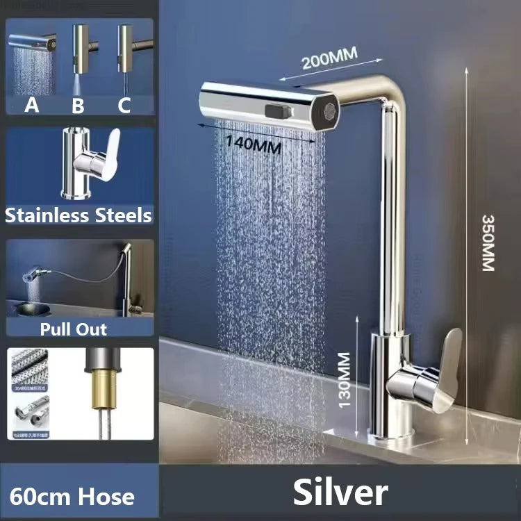 Pull-Out Flying Rain Waterfall Faucet Cold Faucet 304