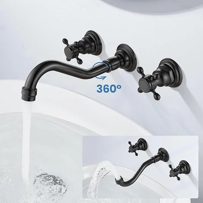 Kemaidi Bathroom Faucet Antique Brass Wall Mounted Bathroom