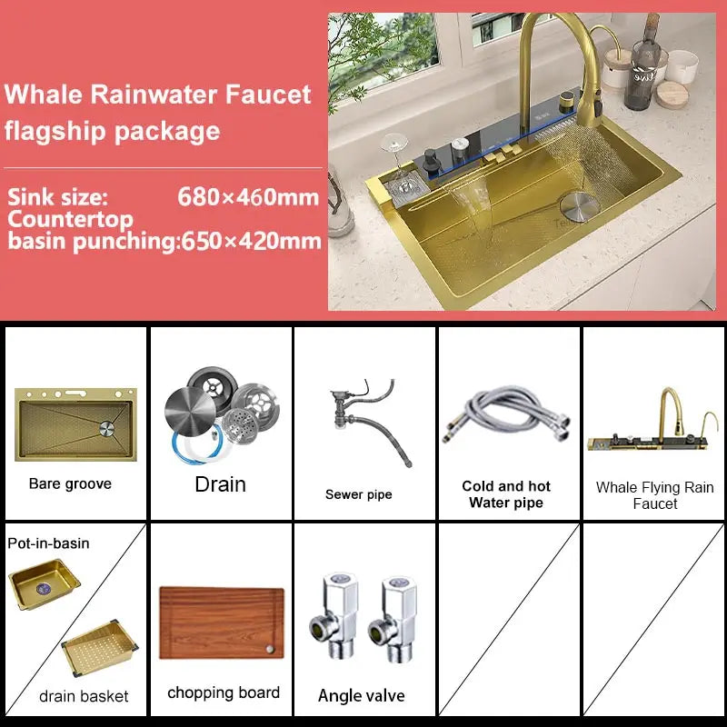Silver Smart Sink Digital Display Waterfall Faucet Stainless