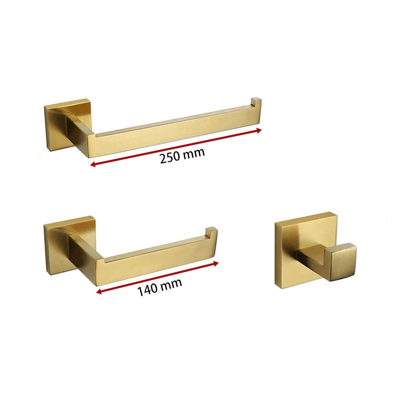 Gold Brushed Bathroom Hardware Towel Bar Rail Toilet