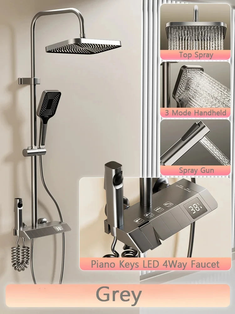 Bathroom Shower Led Display Piano Keys Bath Shower