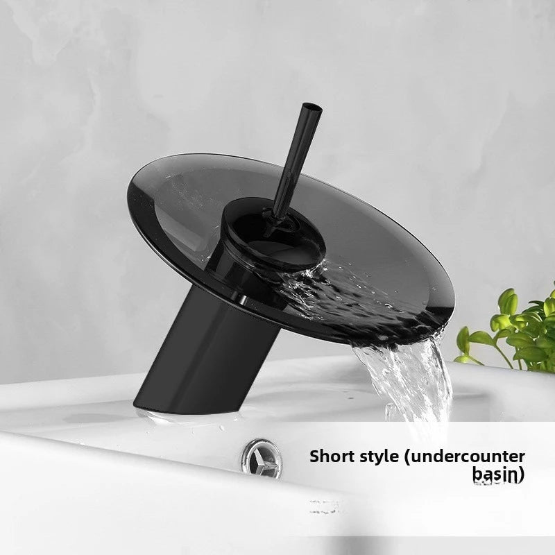 Colorful Glass Waterfall Bathroom Basin Sink Faucet Chrome