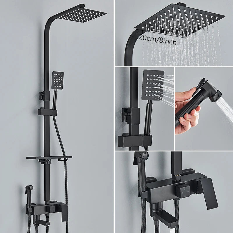 3/4-Way Shower Faucet Rainfall Shower Cold Water Mixer