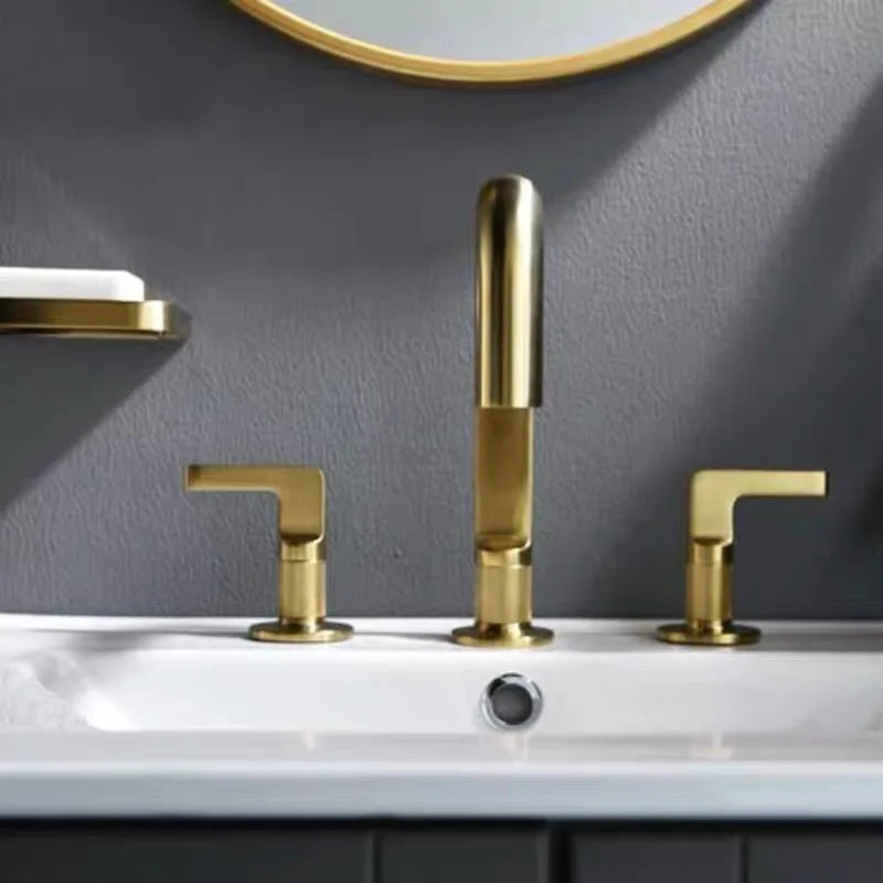 Brushed Rose Gold Widespread Basin Faucet Total Brass