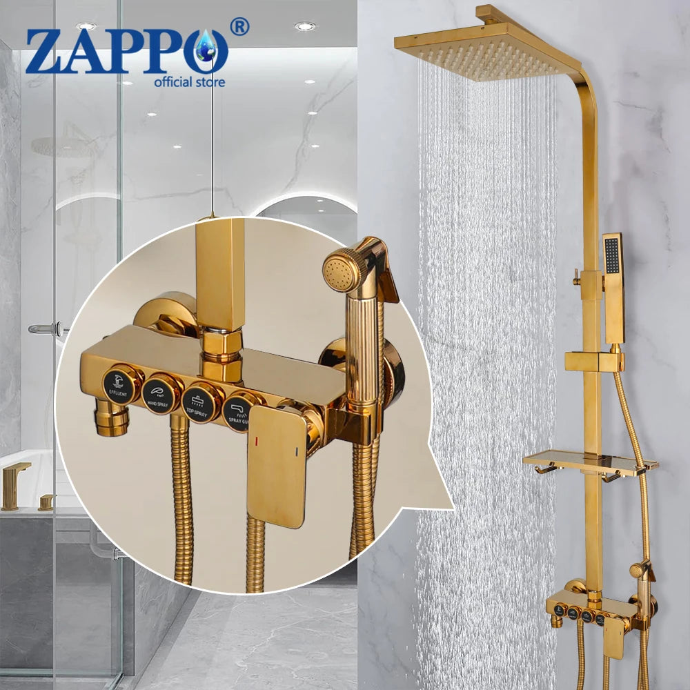Zappo White Gold Digital Shower Brass Bathroom Fixture