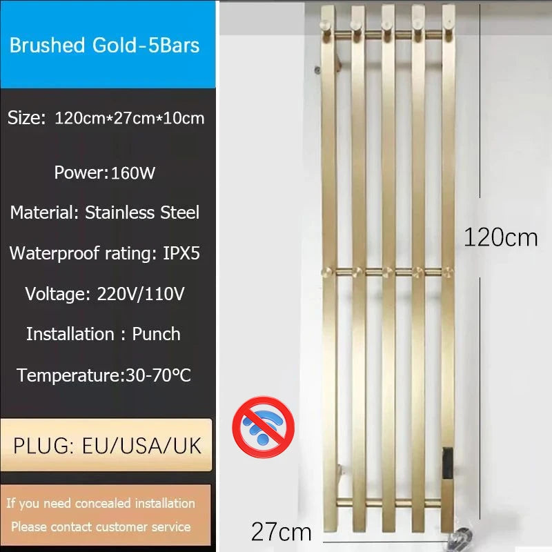 Oxg 3-Bar Electric Heated Towel Rack Timer Wall