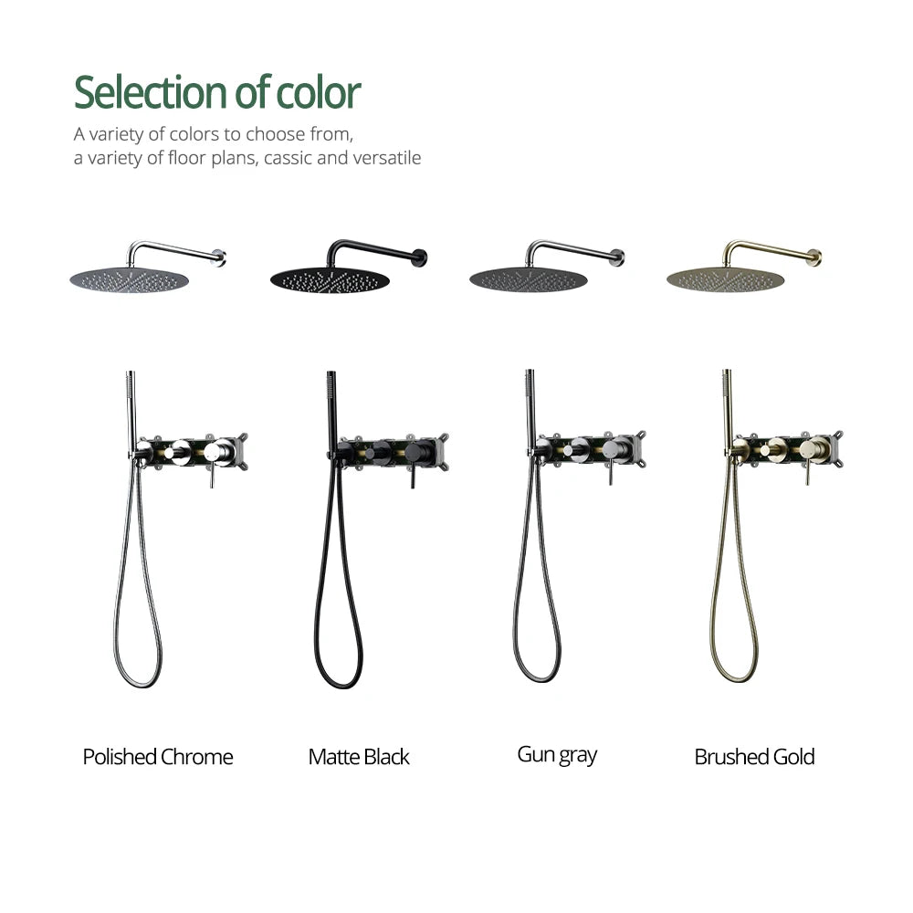 Gunmetal Shower Faucet 8-16 Wall Mounted Concealed Control