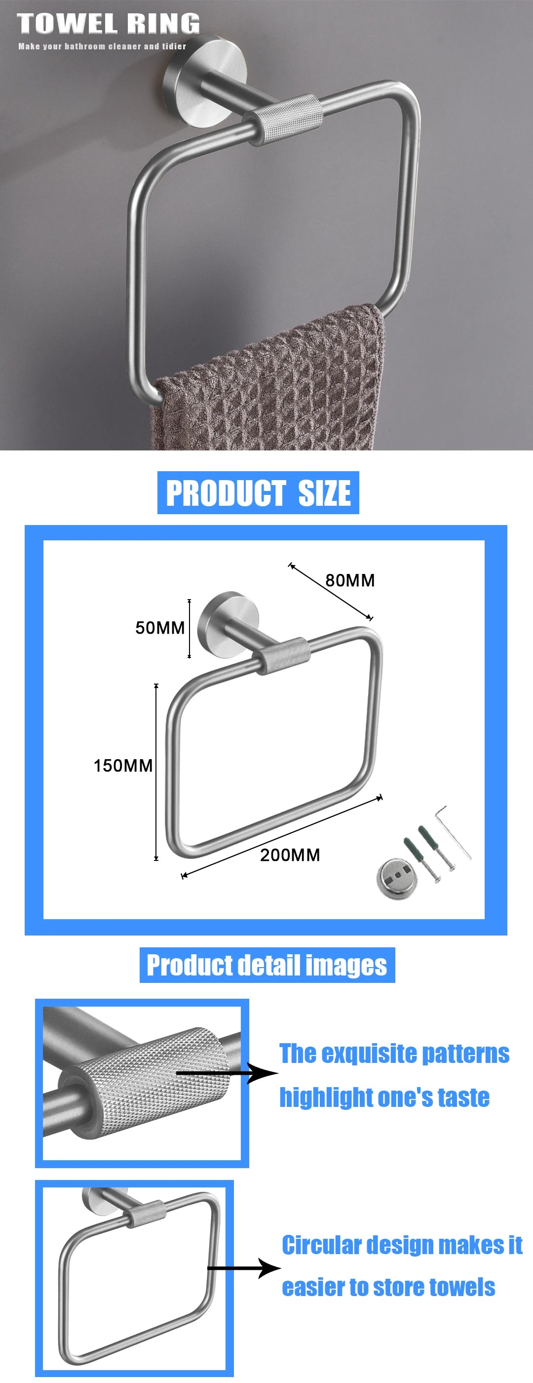 Brushed Nickel Bathroom Wall Mount Bath Shelf Robe