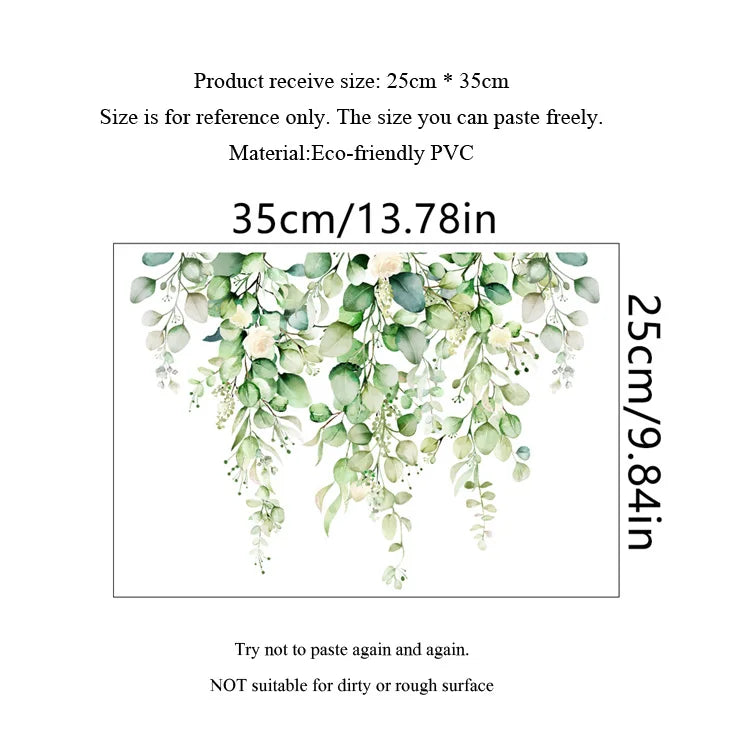 Beautiful Green Plant Flowers Wall Sticker Toilet Bathroom