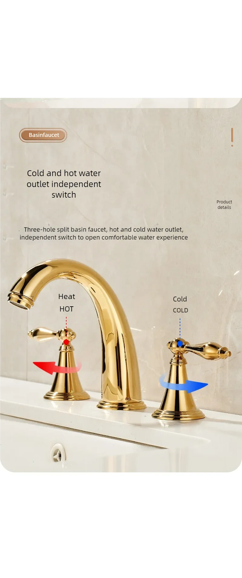 Deck Mounted Fixed Spout Bathroom Basin Faucet Hole