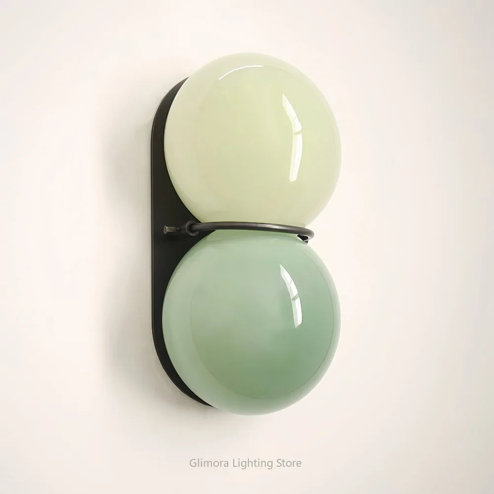 French Cream Mid-Century Green Wall Sconce Vintage Ambient