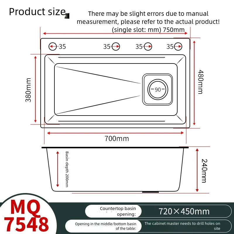 316l Stainless Steel Sink Food Grade Large Slot