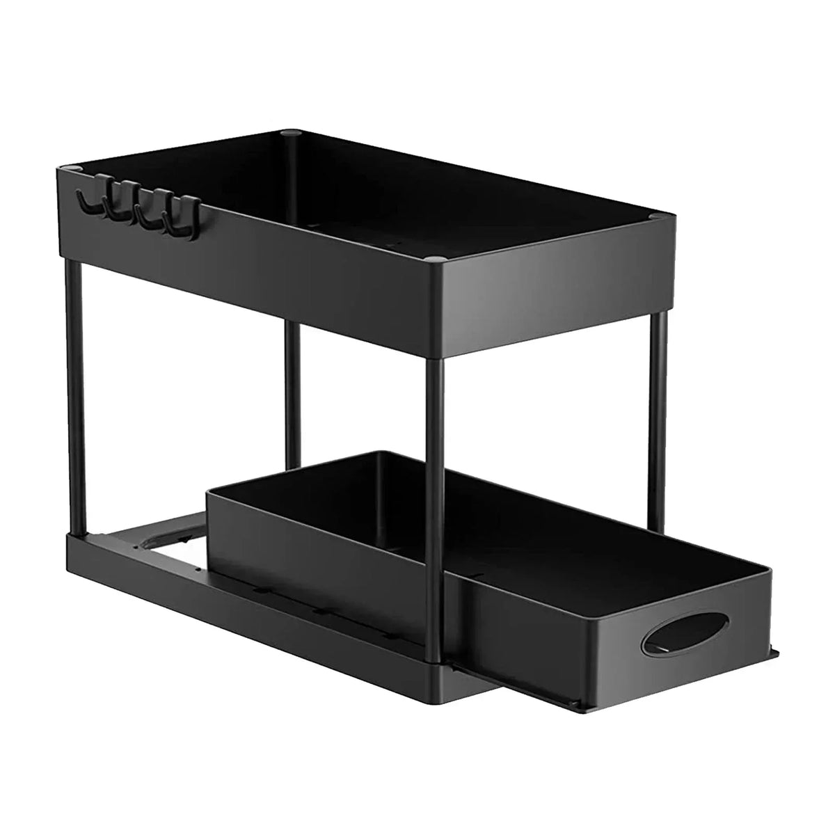 Tier Under Sink Organizer Sliding Storage Rack Hooks