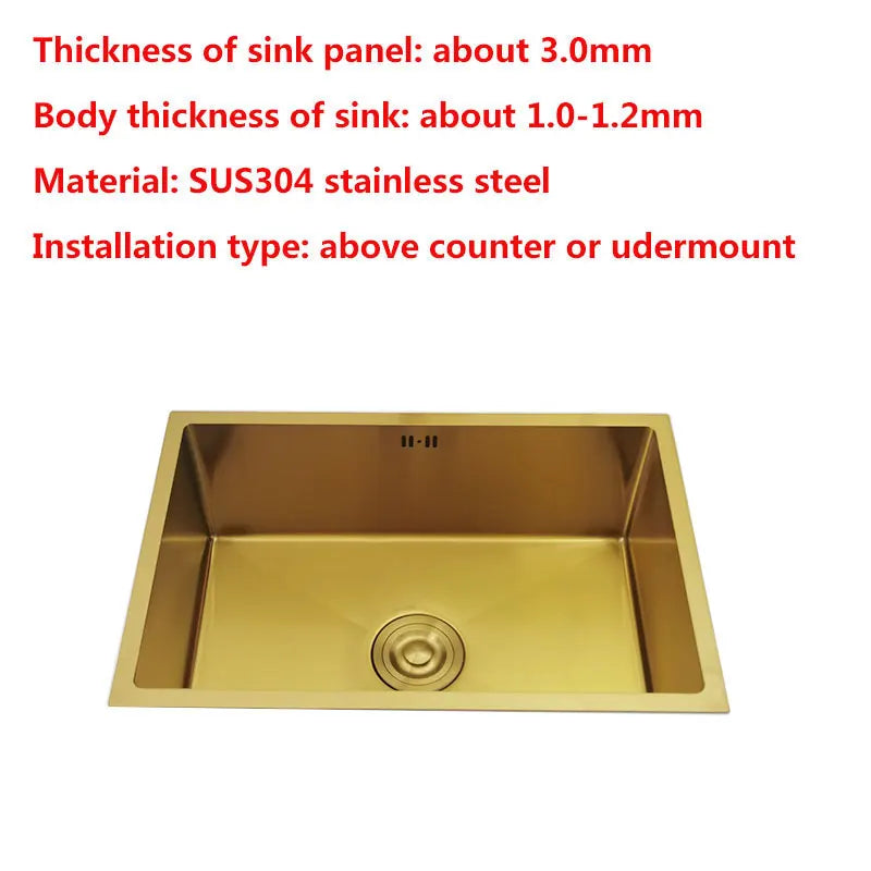 Golden Stainless Steel Sink Nano Coating Undermount/Topmount