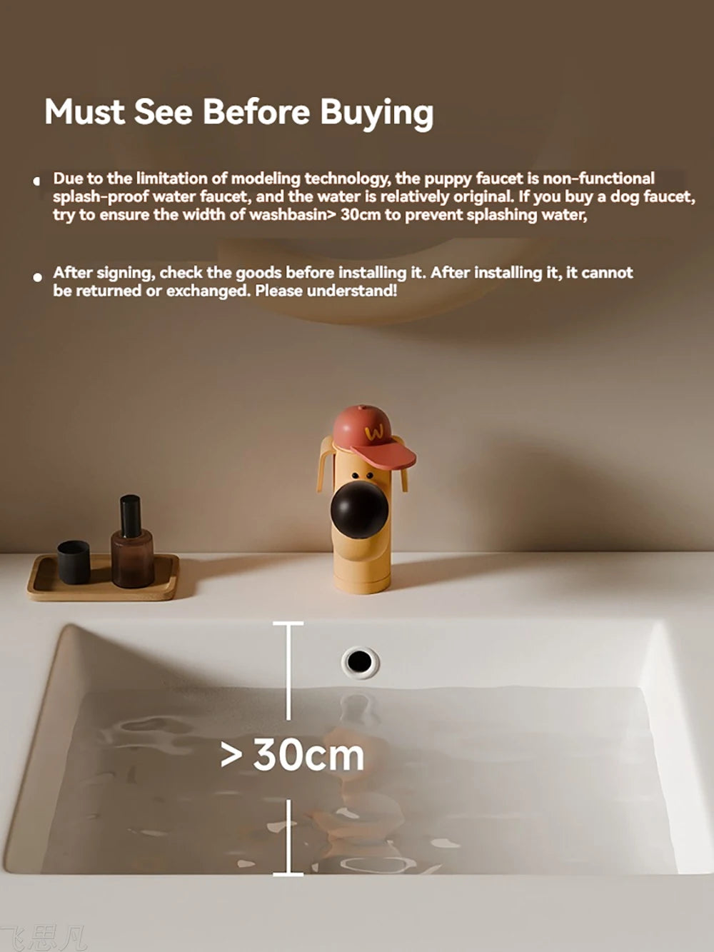 Creative Cute Hat Puppy Faucet Copper 35mm Hole