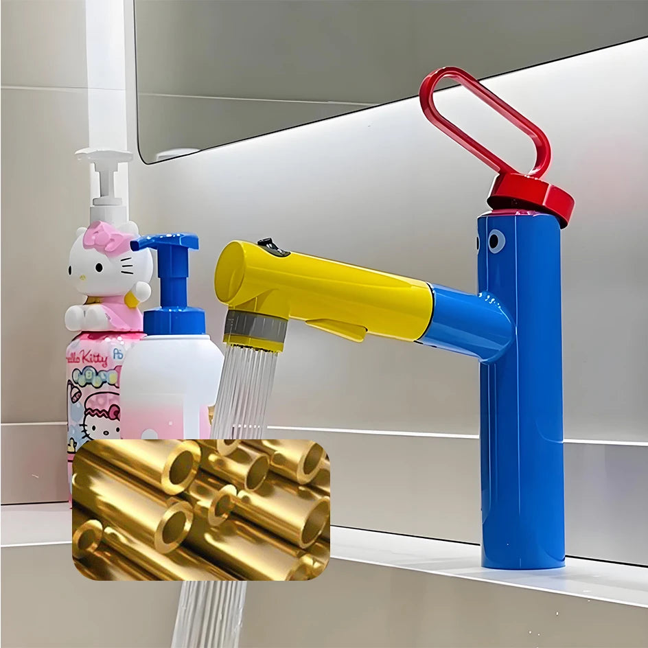 Huniu Bathroom Sink Faucet Basin Pull-Out Faucet Cold