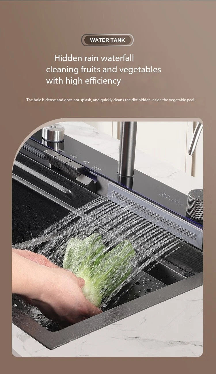 0mm Double Waterfall Sink Embossed Stainless Steel Sink