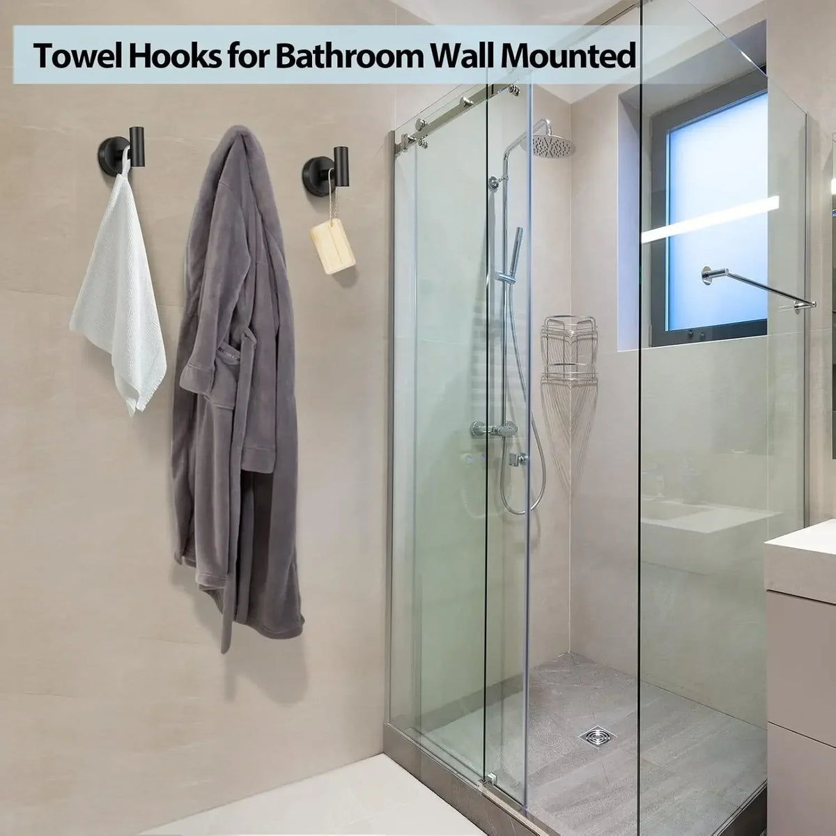 2pcs Polished Bathroom Towel Hooks Stainless Steel Coat