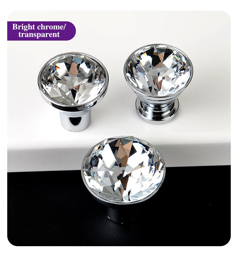 Colorful Crystal Glass Ball Pulls Knobs Wardrobe Door