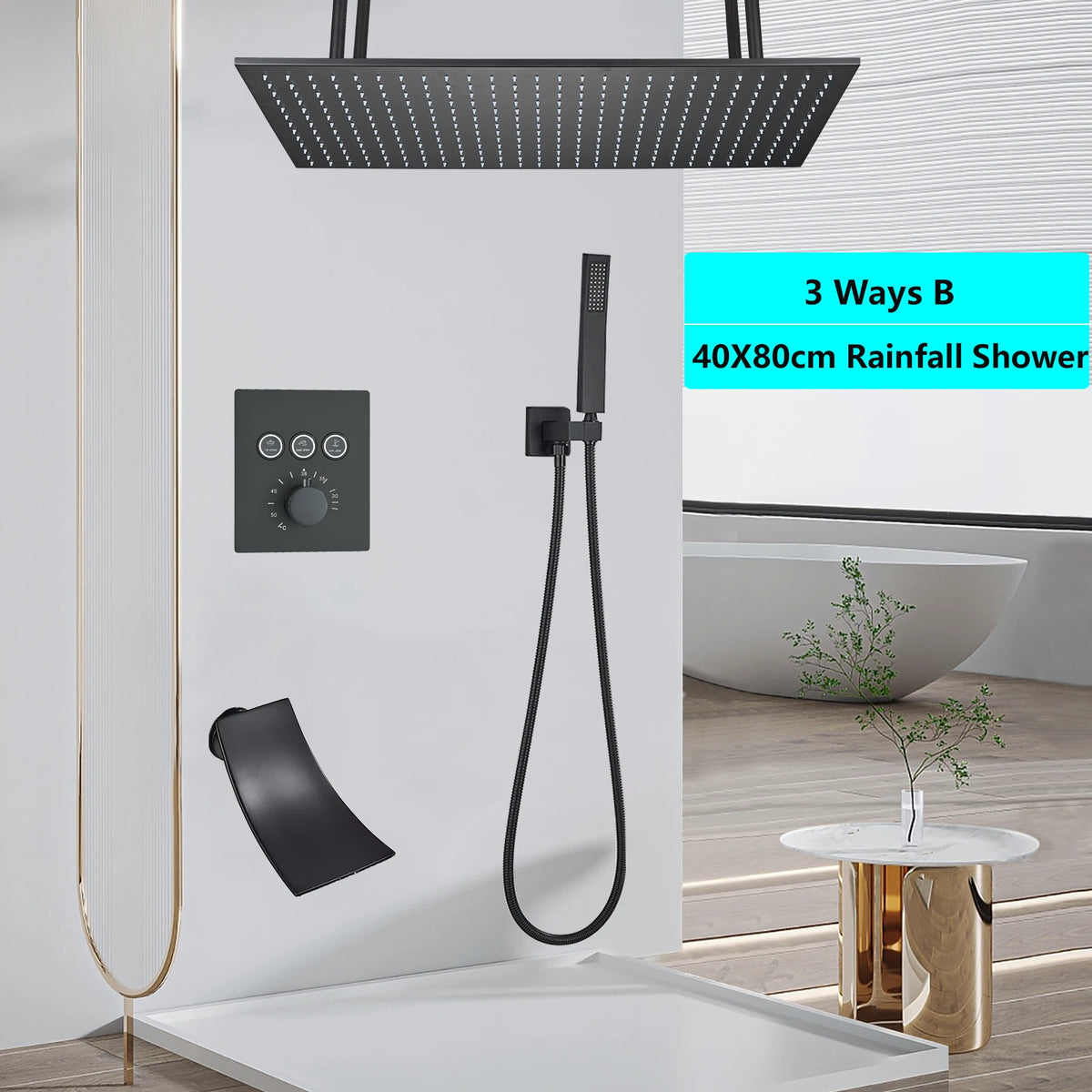 Luxury Thermostatic Shower Systems Big Rainfall Shower Concealed