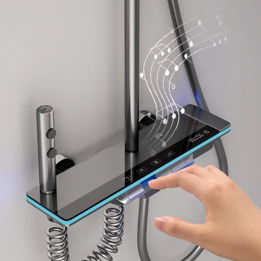 Luxury Smart Digital Temperature Shower System Bathroom Rain