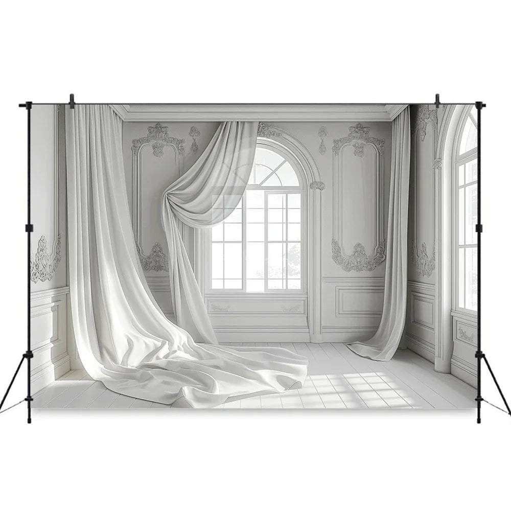 White Gauze Curtains Background Wedding Bride Shower Photography